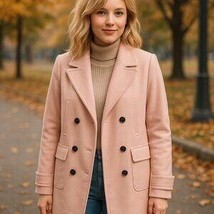 Ann Taylor Double-Breasted Blazer Coat in Pale Blush Pink - Size Large